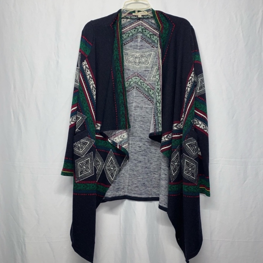 Young Threads navy blue/Aztec open cardigan Size M